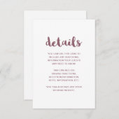 Eenvoudig Script Pink Wedding Guest Details Informatiekaartje (Voorkant / Achterkant)