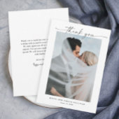 Eenvoudig Script Portret Fotobruiloft Bedankkaart