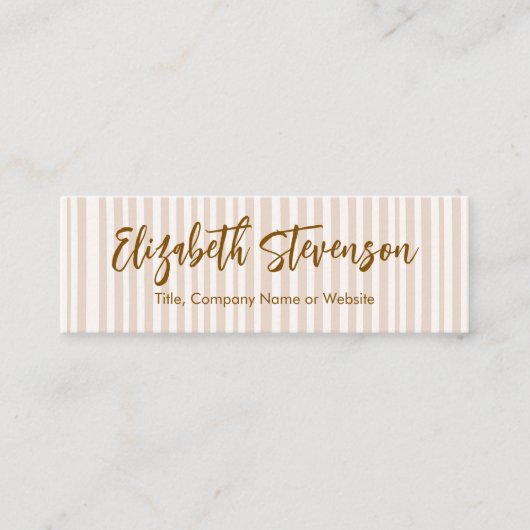 Eenvoudig script Preppy QR-code Girly Tan Brown Mini Visitekaartje (Voorkant)