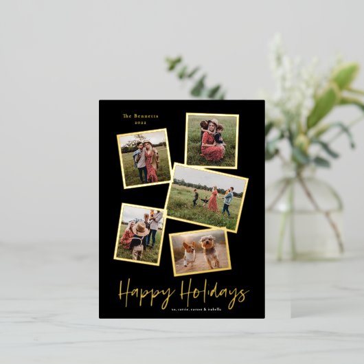 Eenvoudig script Prettige Feestdagen 3 Foto Collag (Staand Voorkant)