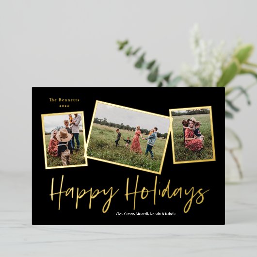Eenvoudig script Prettige feestdagen 3 Photo Colla (Staand Voorkant)