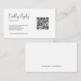 Eenvoudig script QR-code bruiloft RSVP Informatiekaartje