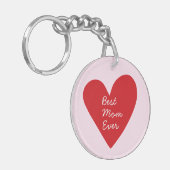 Eenvoudig script Red Heart Beste moeder ooit Moede Sleutelhanger (Voorkant Links)