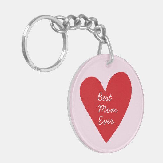 Eenvoudig script Red Heart Beste moeder ooit Moede Sleutelhanger (Voorkant Links)