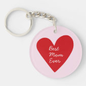 Eenvoudig script Red Heart Beste moeder ooit Moede Sleutelhanger (Voorkant)