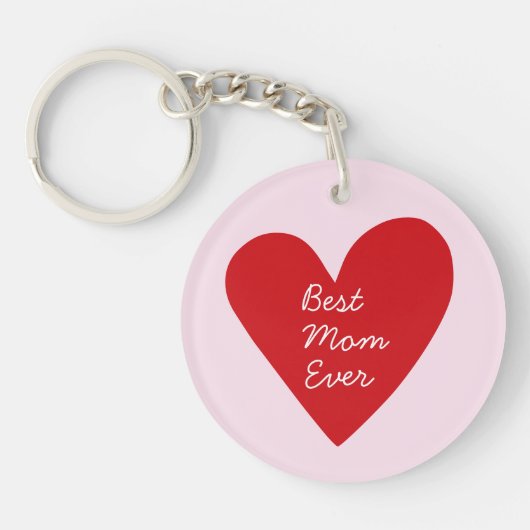 Eenvoudig script Red Heart Beste moeder ooit Moede Sleutelhanger (Voorkant)