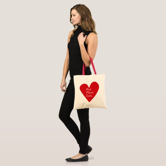 Eenvoudig script Red Heart Beste moeder ooit Moede Tote Bag (Voorkant (model))