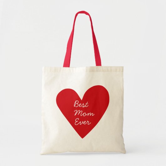 Eenvoudig script Red Heart Beste moeder ooit Moede Tote Bag (Voorkant)