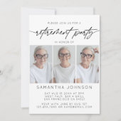 Eenvoudig Script Retirement Party 3 Fotocollage Kaart (Voorkant)