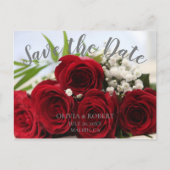 Eenvoudig script - rode rozen Save the Date Briefkaart (Voorkant)