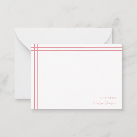 Eenvoudig script roze 2 Side Double Border Notitiekaartje (Voorkant)