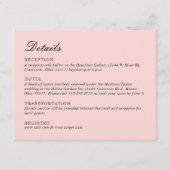 Eenvoudig Script  Roze Bruiloft Informatiekaartje (Voorkant)