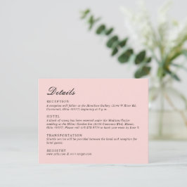 Eenvoudig Script Roze Bruiloft Informatiekaartje