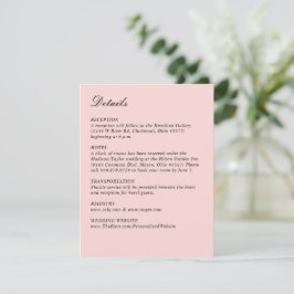 Eenvoudig Script roze bruiloft verticaal Informatiekaartje