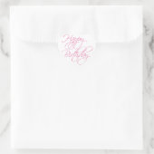 Eenvoudig script Roze Gelukkige Verjaardag Hart Sticker (Tas)