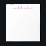 Eenvoudig script roze gepersonaliseerde schrijfmac notitieblok<br><div class="desc">Eenvoudig Manuscript Cute Roze Gepersonaliseerde Notitieblok van de Vertoning van de Vertoning die met de naam van uw keus wordt gepersonaliseerd. U kunt de kleur van de druk ook aanpassen door te kiezen "pas de sjabloon aan" dan "klik om verder aan te passen"</div>