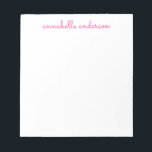 Eenvoudig script roze gepersonaliseerde schrijfmac notitieblok<br><div class="desc">Eenvoudig Manuscript Cute Roze Gepersonaliseerde Notitieblok van de Vertoning van de Vertoning die met de naam van uw keus wordt gepersonaliseerd. U kunt de kleur van de druk ook aanpassen door te kiezen "pas de sjabloon aan" dan "klik om verder aan te passen"</div>