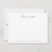Eenvoudig script roze rand gepersonaliseerde brief notitiekaartje (Voorkant)