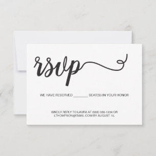 Eenvoudig Script RSVP Gereserveerde stoel Verjaard Kaartje