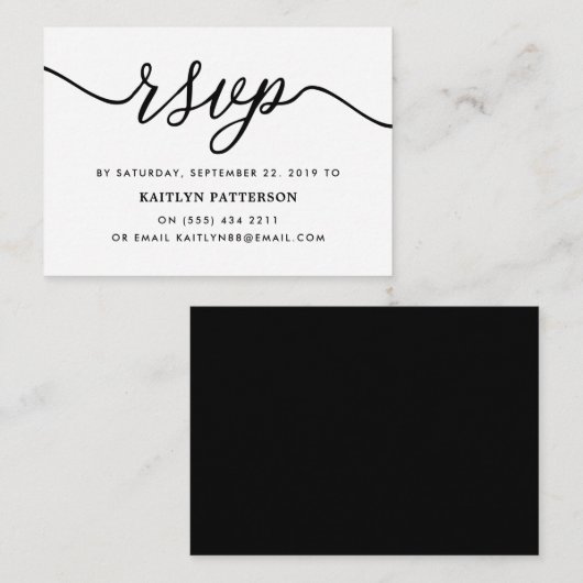 Eenvoudig script RSVP Informatiekaartje (Voorkant / Achterkant)