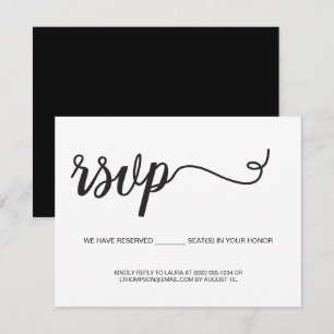 Eenvoudig Script RSVP Trouwstoel Gereserveerd Informatiekaartje