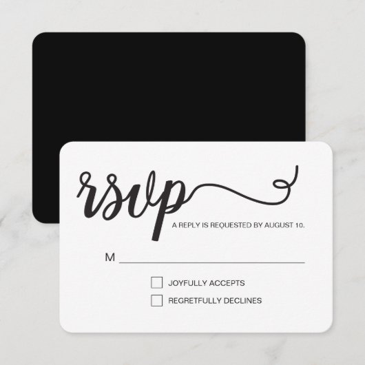 Eenvoudig script RSVP zonder mailing gereserveerde Kaartje (Voorkant / Achterkant)