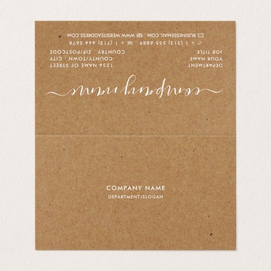 Eenvoudig script - Rustic Kraft Double Loyalty Visitekaartje (Buitenkant ongevouwen)