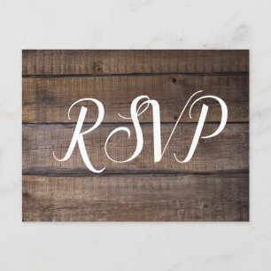 Eenvoudig script Rustic Wedding RSVP Briefkaart