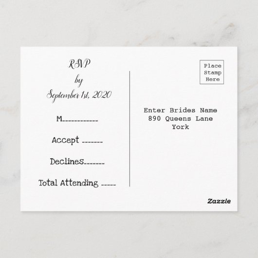Eenvoudig script Rustic Wedding RSVP Briefkaart (Achterkant)
