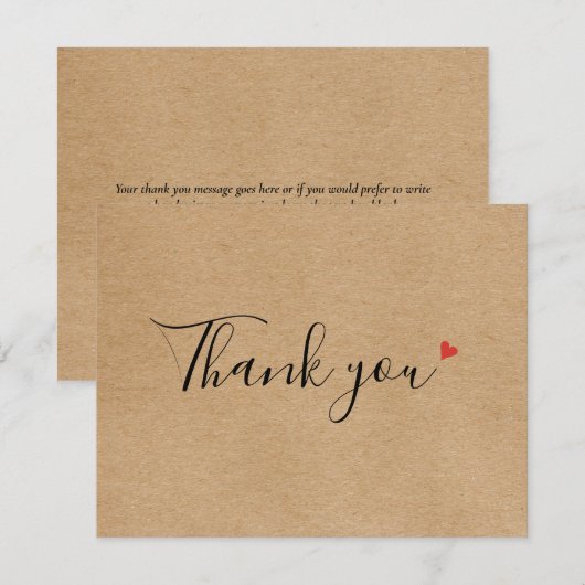 Eenvoudig script rustieke Kraft Business Dank u ka Bedankkaart (Voorkant / Achterkant)
