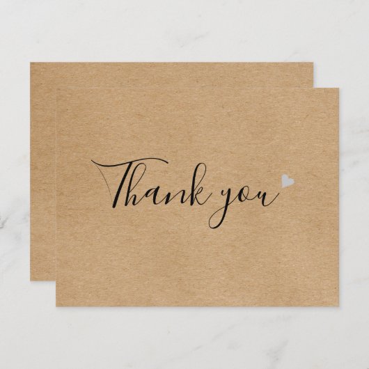 Eenvoudig script rustieke Kraft Business Dank u ka Bedankkaart (Voorkant / Achterkant)