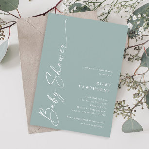 Eenvoudig Script Sage Genderneutraal Baby shower Kaart