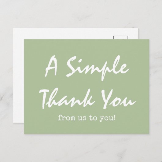 Eenvoudig Script Sage Green Business Bedankt Briefkaart (Voorkant / Achterkant)