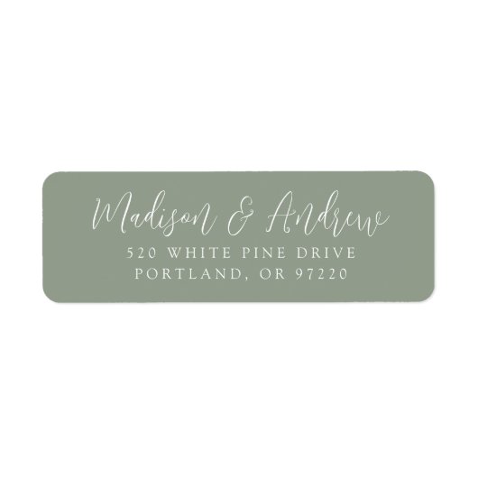 Eenvoudig Script Sage Green Return-adres Etiket (Voorkant)