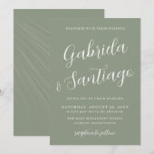 Eenvoudig Script Sage Green White Wedding Kaart (Voorkant / Achterkant)
