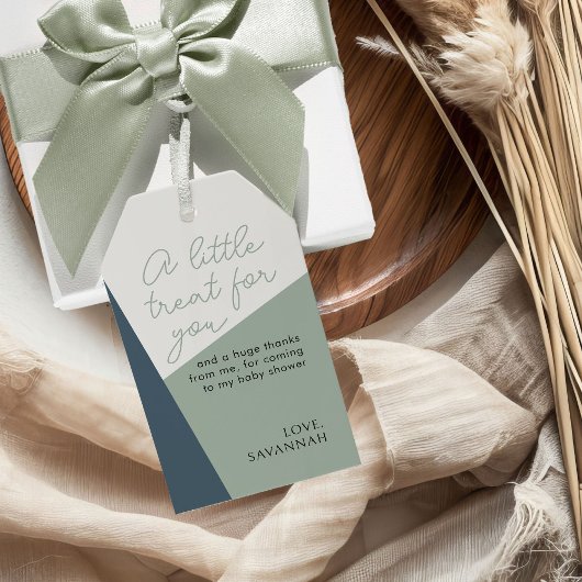 Eenvoudig Script Sage Groene Tricolor Douche Favor Cadeaulabel