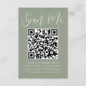 Eenvoudig script saliegroen QR-code huwelijksreact Informatiekaartje (Voorkant)