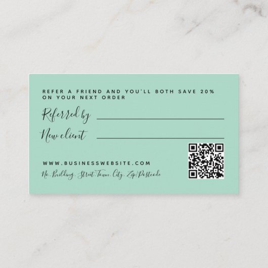 Eenvoudig Script-schoolbord - Kaart voor verwijzin (Achterkant)