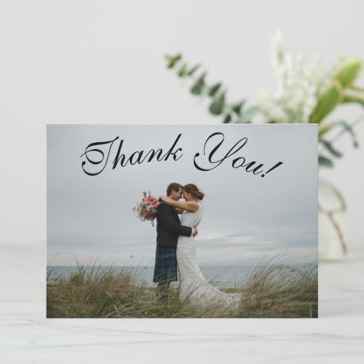 Eenvoudig script - Schotse bruiloft Bedankt Card (Staand voorkant)