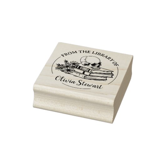 Eenvoudig Script Skull Flower Book Rubberstempel (Stempel)