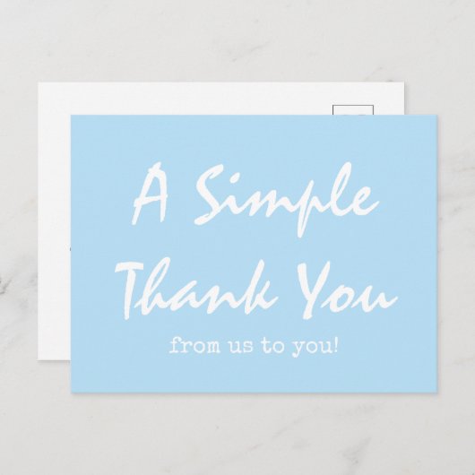Eenvoudig script Sky Blue Business Bedankt Briefkaart (Voorkant / Achterkant)