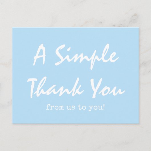 Eenvoudig script Sky Blue Business Bedankt Briefkaart (Voorkant)