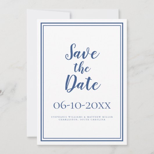 Eenvoudig Script Sla De Datum Op Trouwdag Klassiek Save The Date (Voorkant)