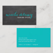 EENVOUDIG SCRIPT stijlvol trendy schoolbord turquo Visitekaartje (Voorkant / Achterkant)