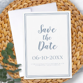 Eenvoudig script Stof Blauw Moderne Minimalistisch Save The Date