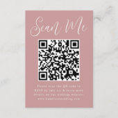 Eenvoudig script Stof Roze QR Code Huwelijksreacti Informatiekaartje (Voorkant)