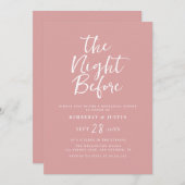 Eenvoudig script stoffig roos avond voor uitnodigi kaart (Voorkant / Achterkant)