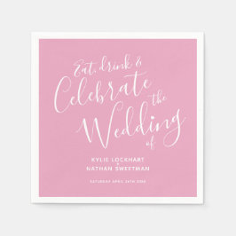 Eenvoudig script: stoffige roze en witte bruiloft  servet