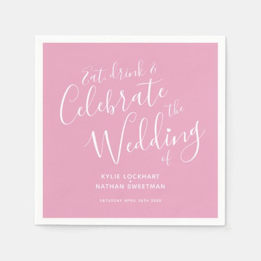 Eenvoudig script: stoffige roze en witte bruiloft  servet (Voorkant)