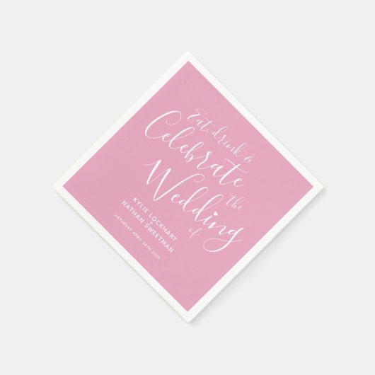 Eenvoudig script: stoffige roze en witte bruiloft servet (Hoek)